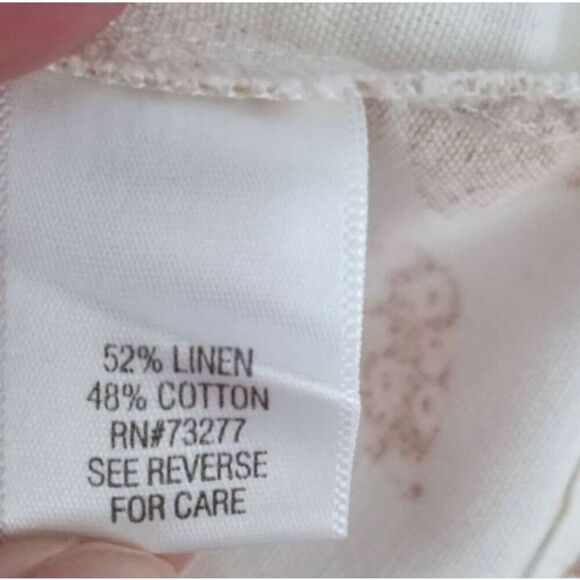 CROFT & BARROW CREAM & BROWN LEAF PRINT SHIRT JACKET SZ.M EUC - Picture 4 of 5